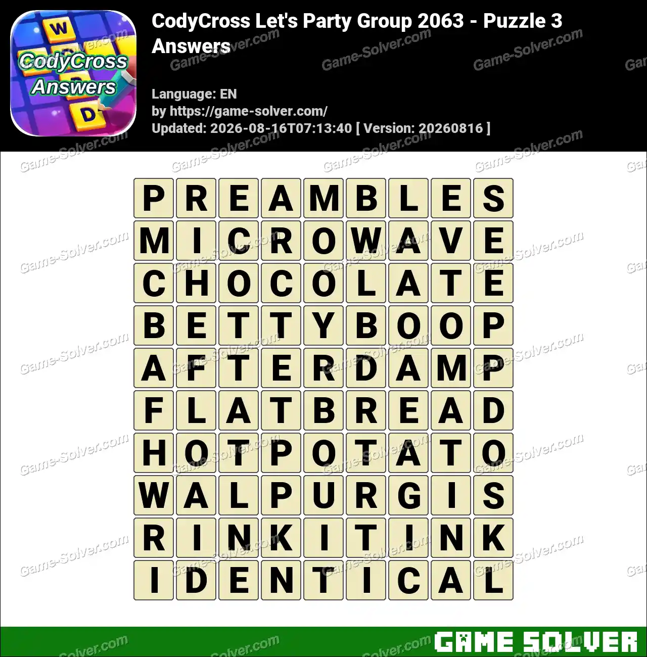 CodyCross Let’s Party Group 2063 – Puzzle 3 Answers